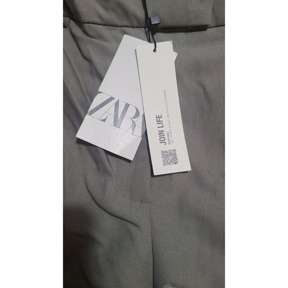 Zara wide leg pants Whit Darts High Waist Xsmall Khaki Waist 13"  8372 124 - Picture 2 of 7